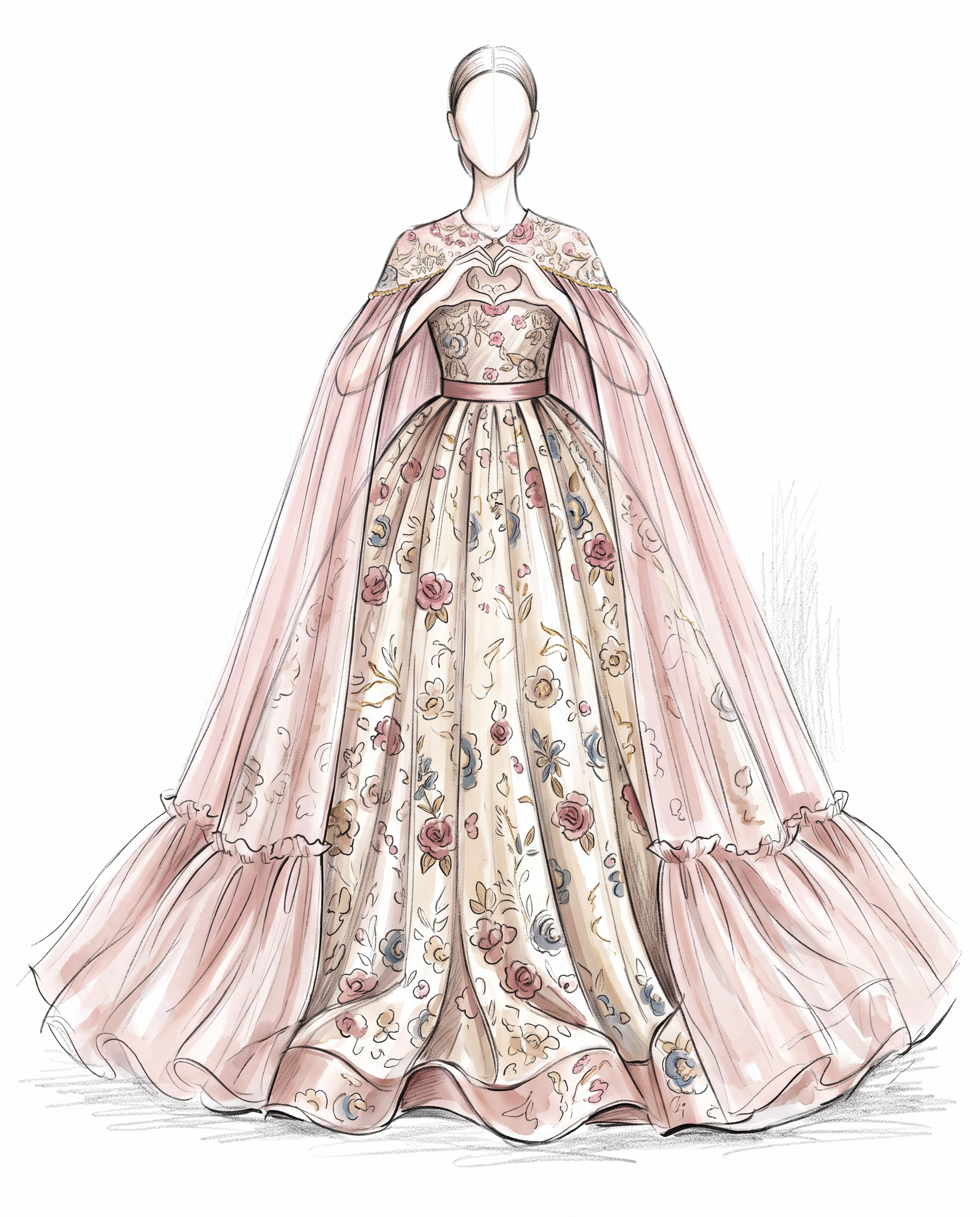 Custom gown design sketch concept