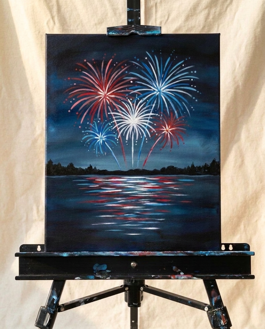 Fireworks on the Lake — a Bravaura guided painting design