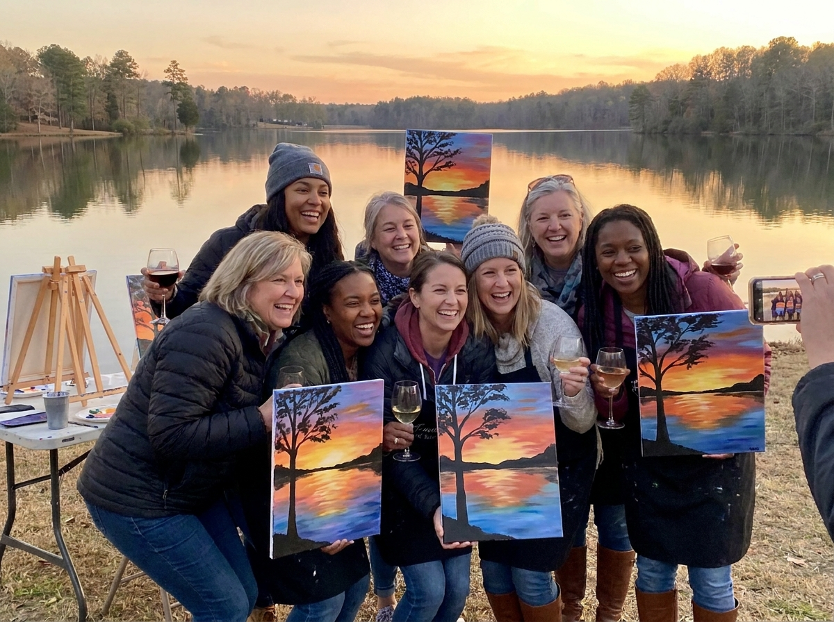 A ladies' night paint & sip on the lake