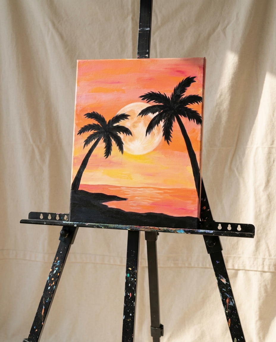Sunset Palms — a Bravaura guided painting design